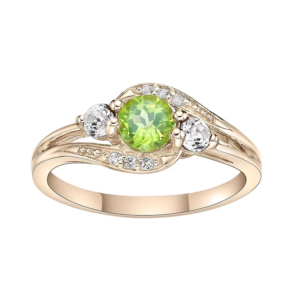 Gemminded Sterling Silver Peridot, White Topaz and Lab-Created White Sapphire Ring, Women's,  Product Image