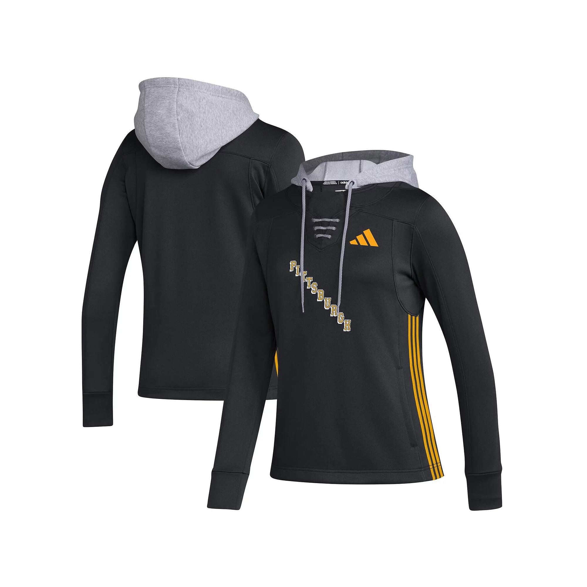 Women's adidas Black Pittsburgh Penguins Refresh Skate Lace AEROREADY Pullover Hoodie,  Product Image