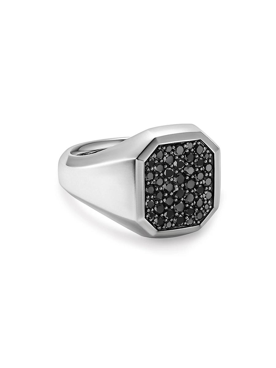 Mens Streamline Signet Ring in Sterling Silver Product Image