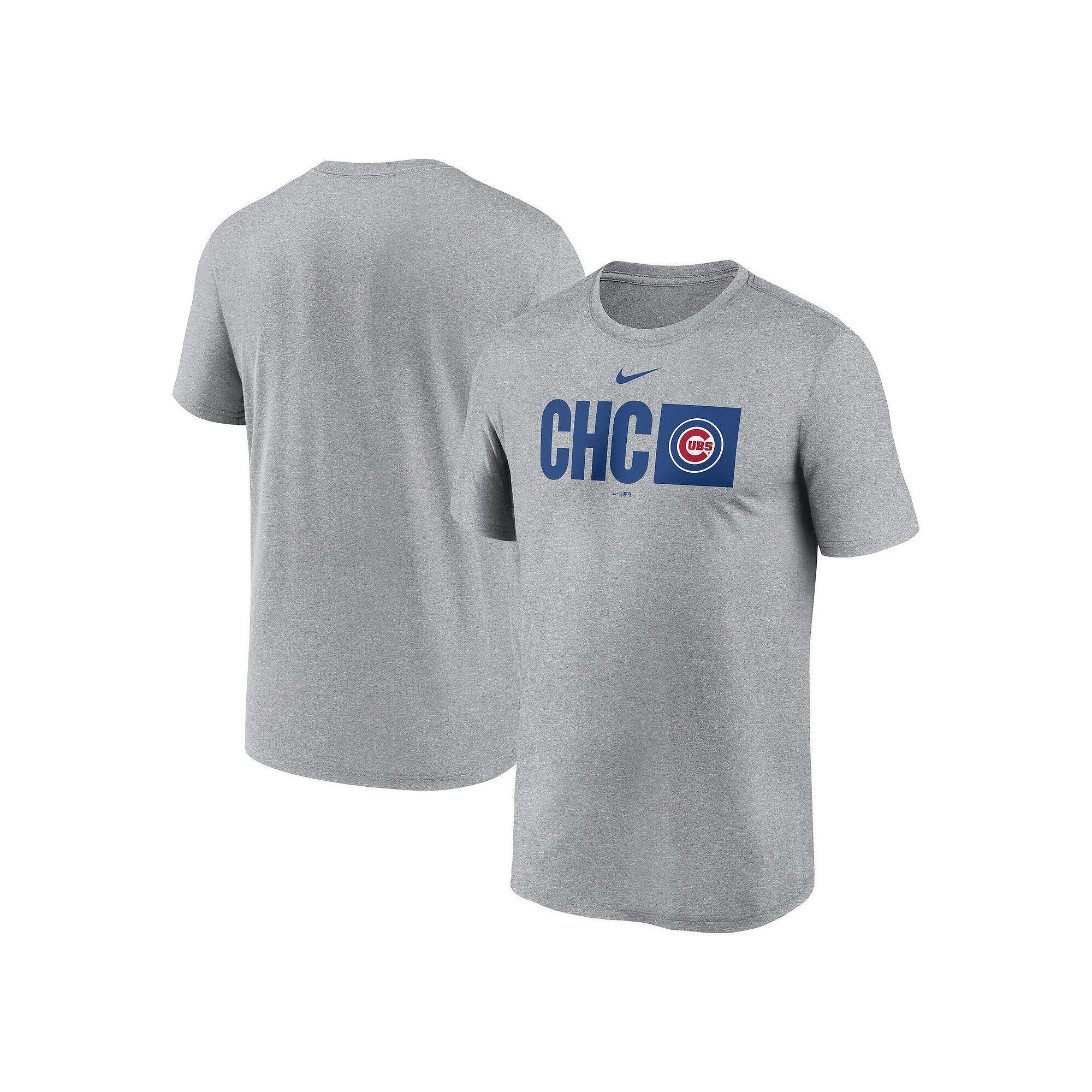 Men's Nike  Heather Gray Chicago Cubs Tricode Legend T-Shirt, Size: Large, Grey Product Image