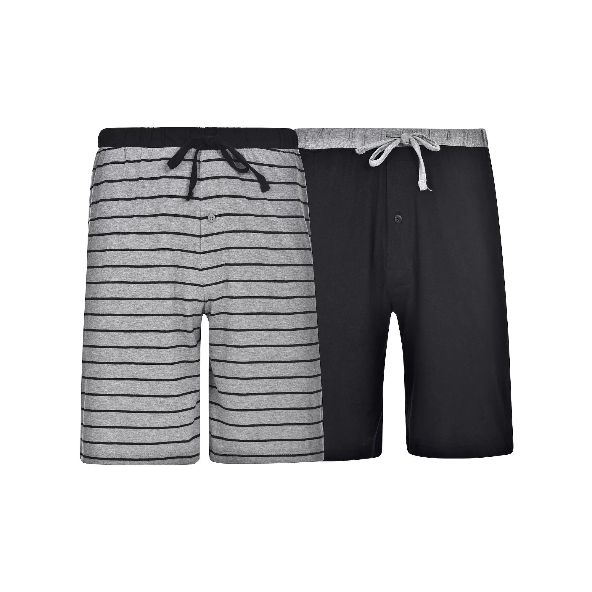 Big & Tall Hanes® 2-pack Knit Pajama Shorts, Men's, Size: 3XL, Black Gray Stripe Product Image