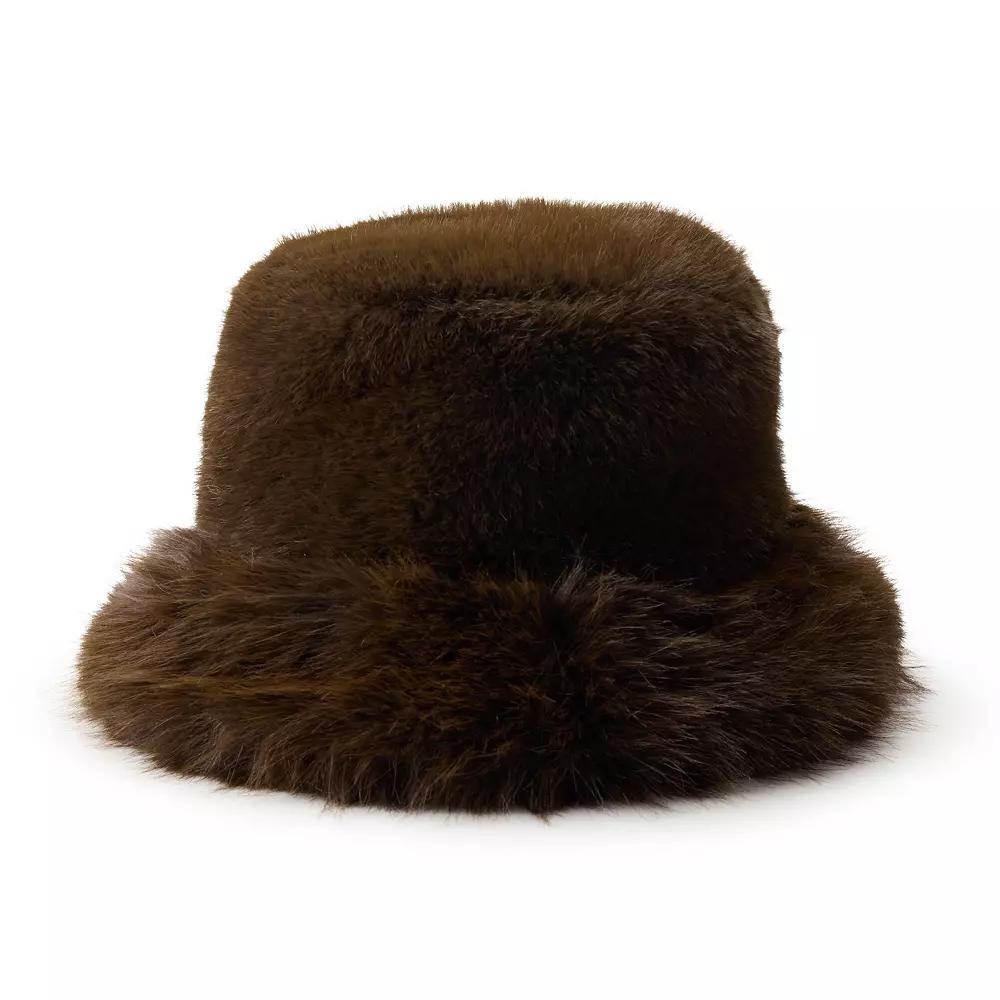 Women's Nine West Faux Fur Bucket Hat, Brown Product Image