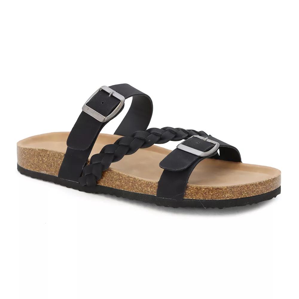 Yoki Women's Double Buckle Slide Sandal With Braid Strap,  Product Image