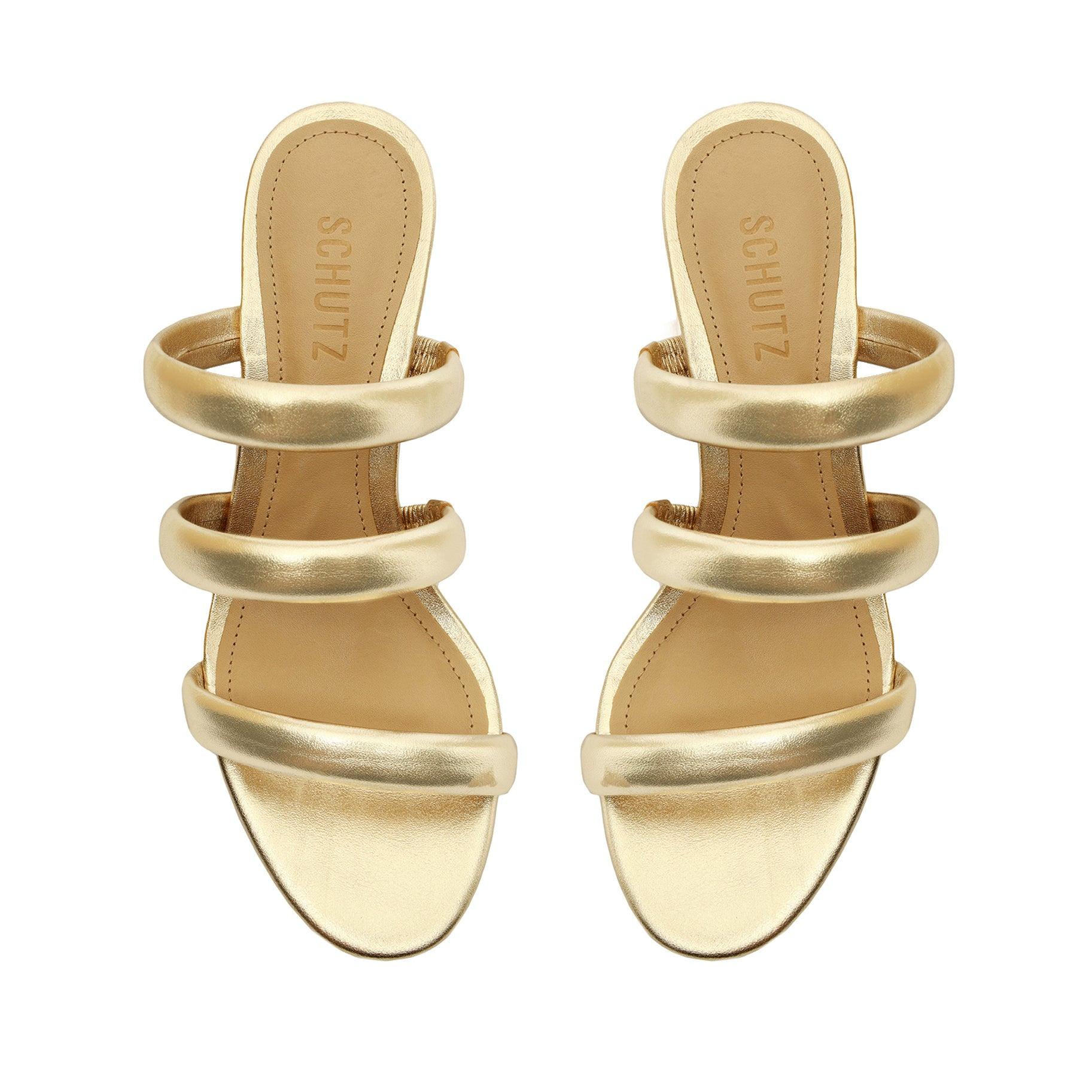 Olly Mid Block Metallic Leather Sandal Product Image