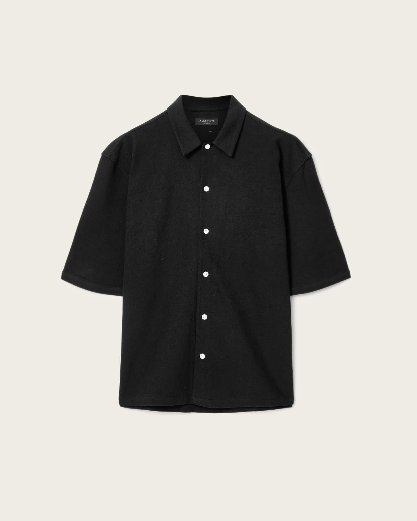 Stallone Oversized Short Sleeve Shirt Black | ALLSAINTS US Product Image