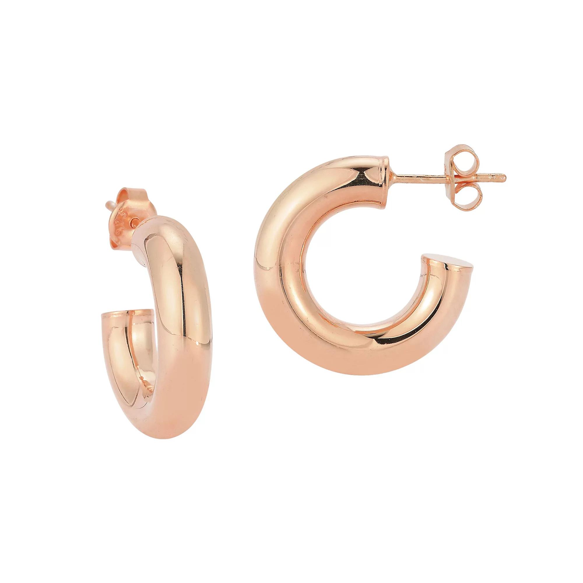 Sunkissed Sterling 0.75 in. Tube Hoop Earrings, Women's, Rose Gold Tone Product Image