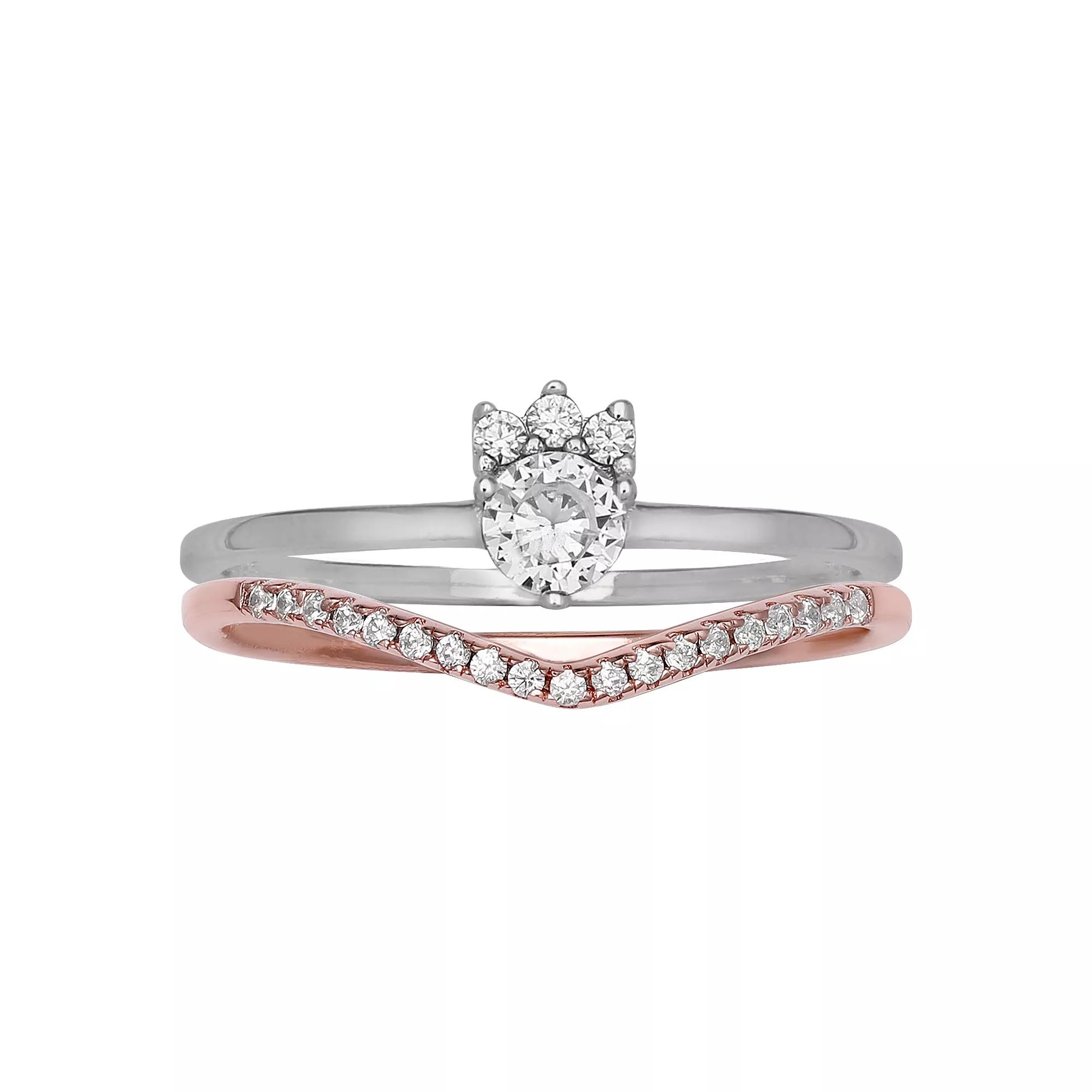 PRIMROSE 18k Rose Gold Over Sterling Silver Double Band Ring, Women's, Size: 9, Pink Over Sterling Product Image