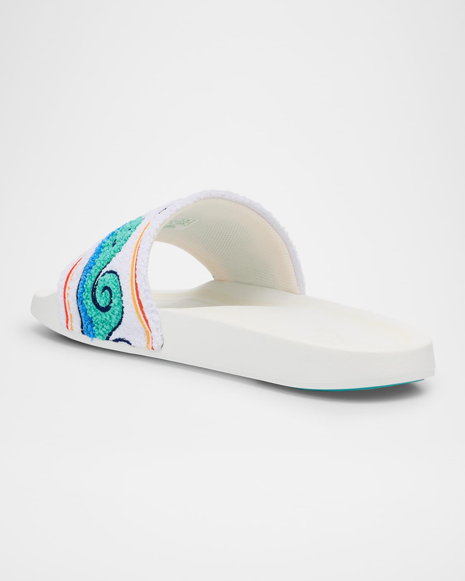 Men's Embroidered Terry Slide Sandals Product Image