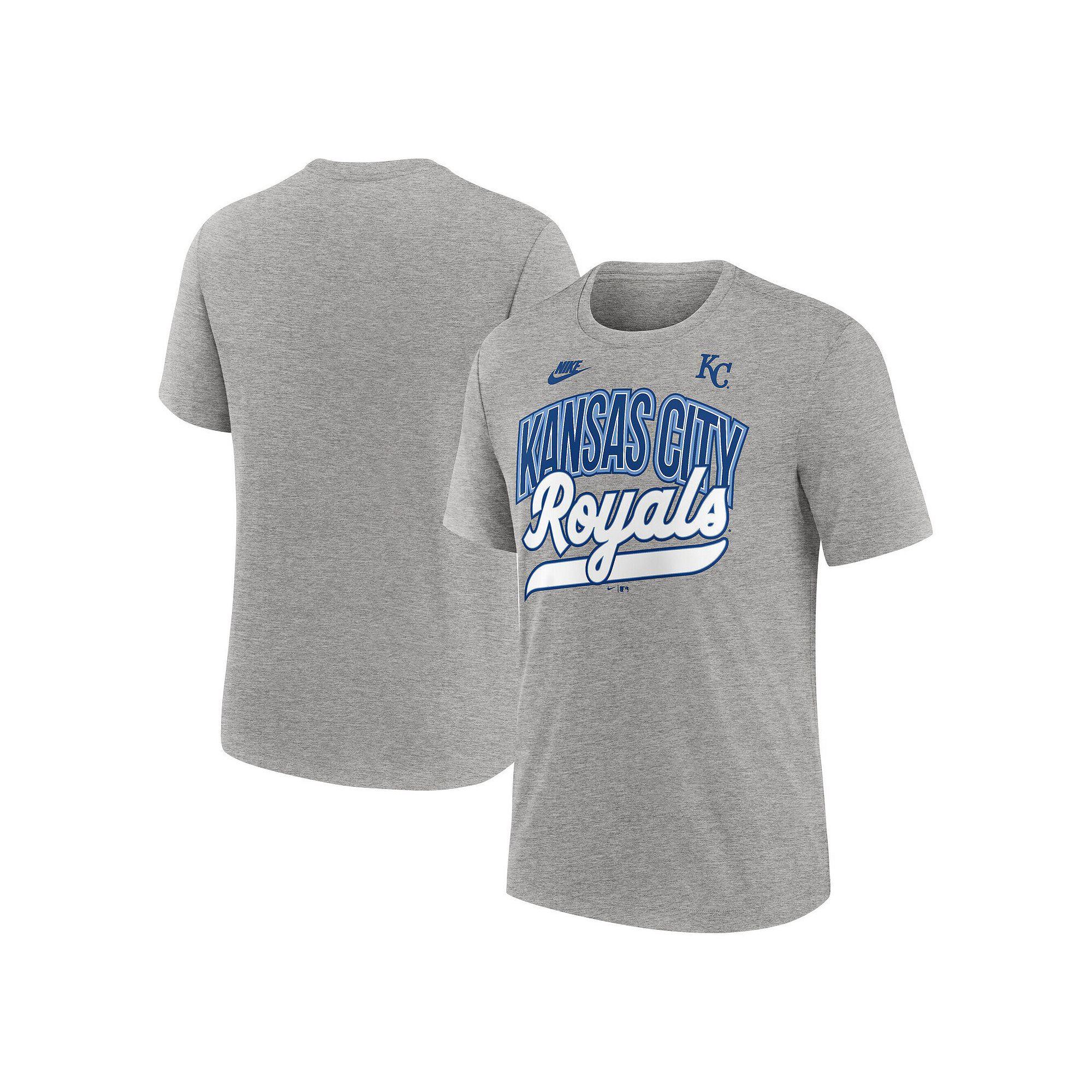 Mens Nike Heather Gray Kansas City Royals Cooperstown Collection Retro Tri-Blend T-Shirt Product Image