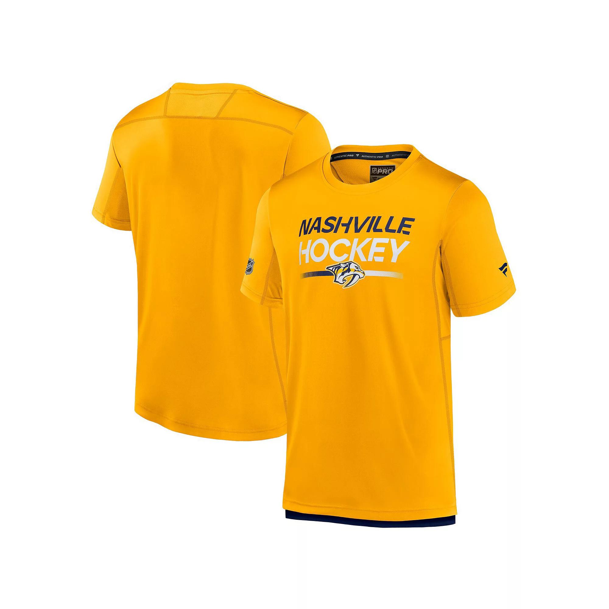 Men's Fanatics  Gold Nashville Predators Tech T-Shirt, Size: Large, Pdt Gold Product Image