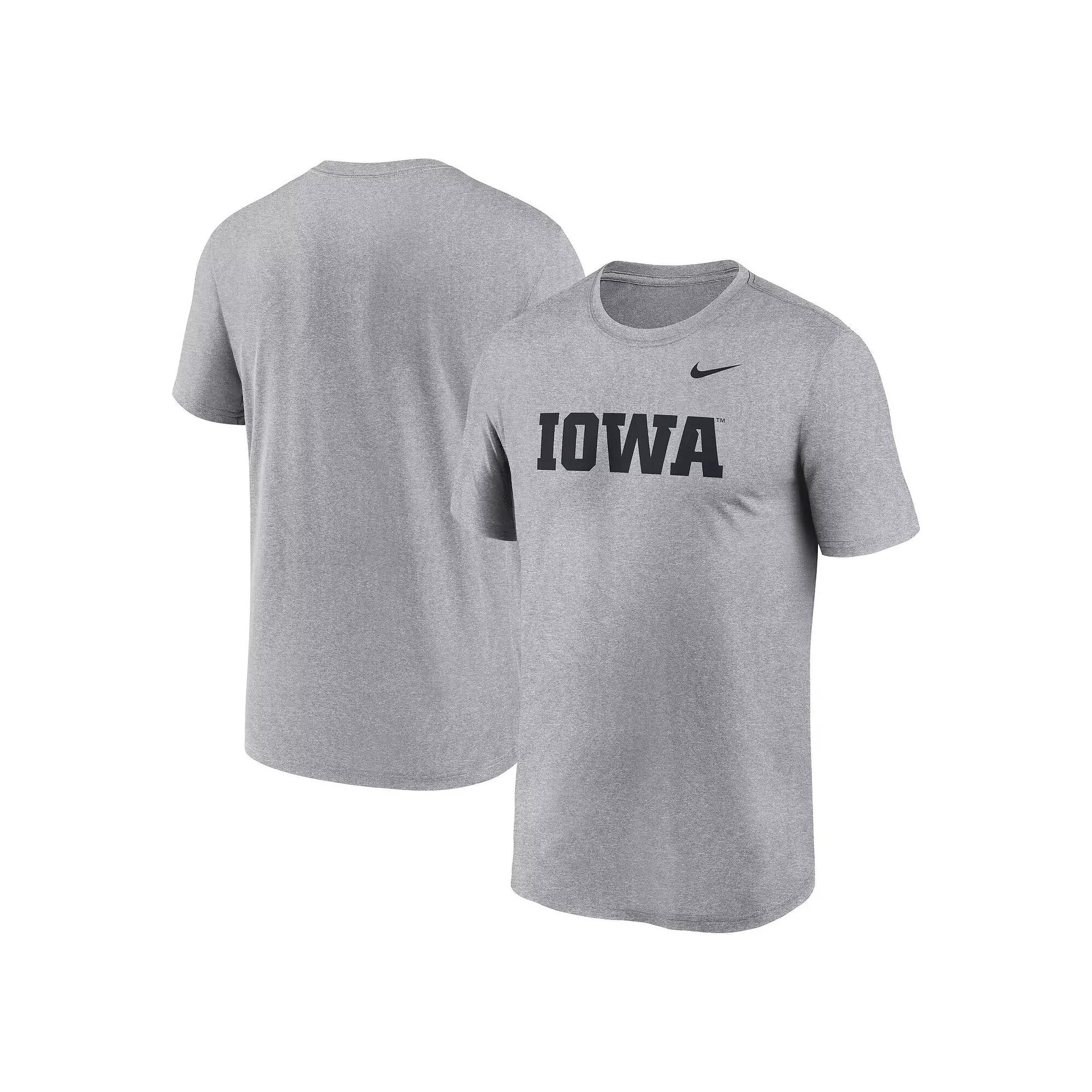 Men's Nike Heather Gray Iowa Hawkeyes Primetime Legend Wordmark T-Shirt, Size: Large, Grey Product Image