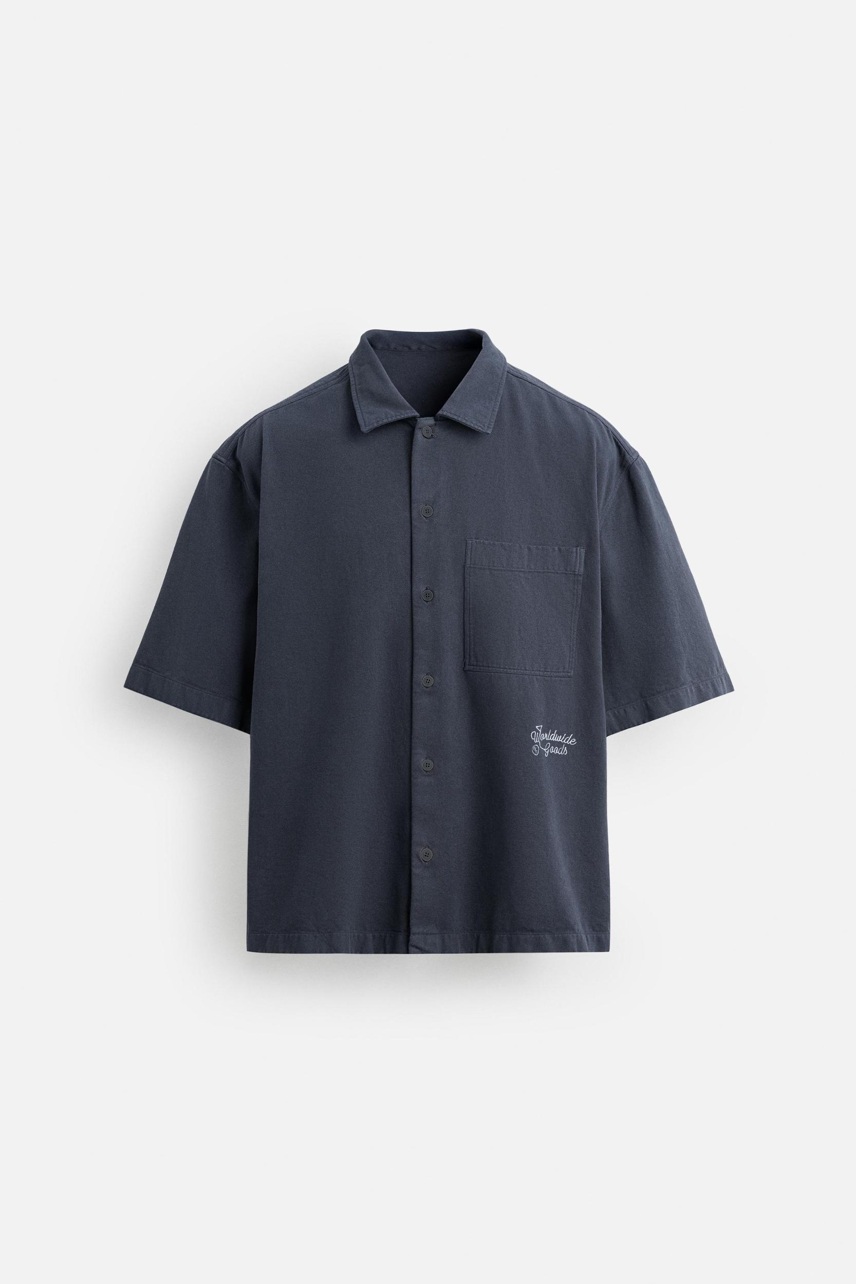 EMBROIDERED TEXTURED OVERSHIRT Product Image