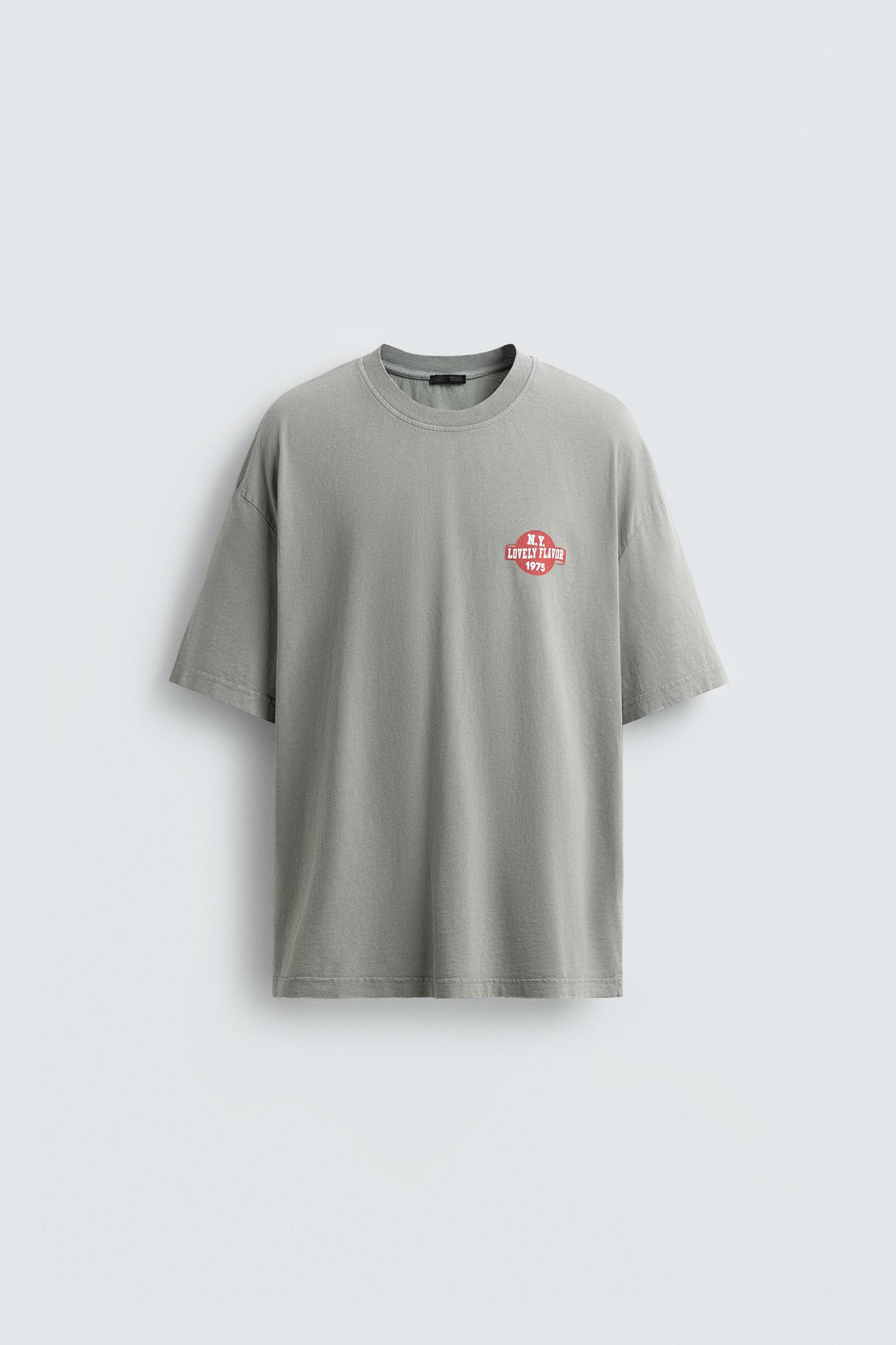 WASHED T-SHIRT WITH COMBINED PRINT Product Image