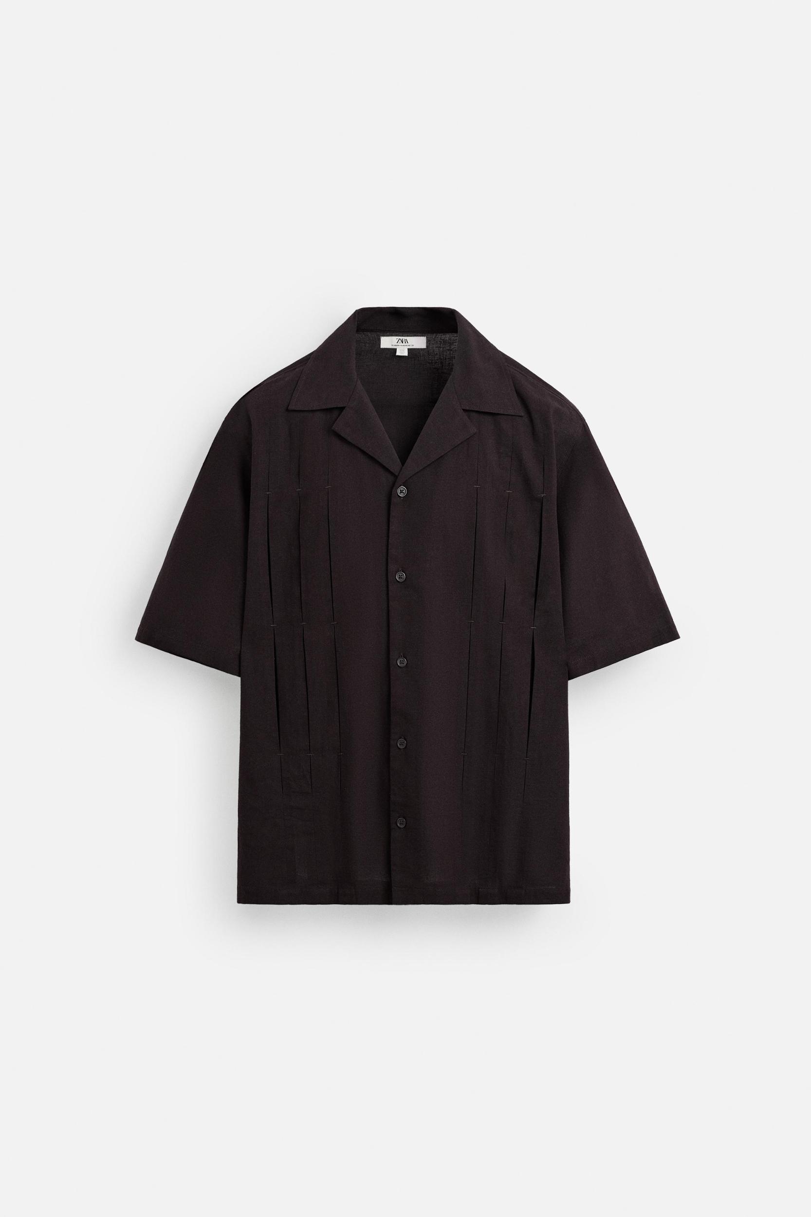 PLEATED COTTON-LINEN SHIRT Product Image