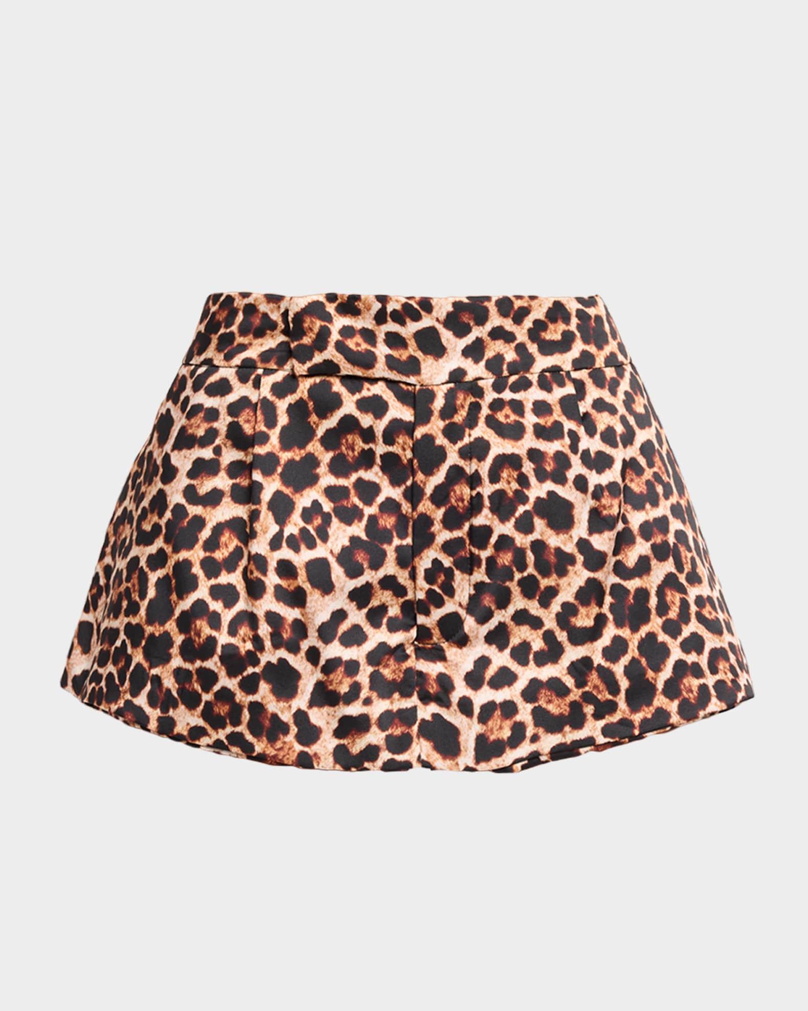 Leopard-Print Satin Mini Skort Product Image
