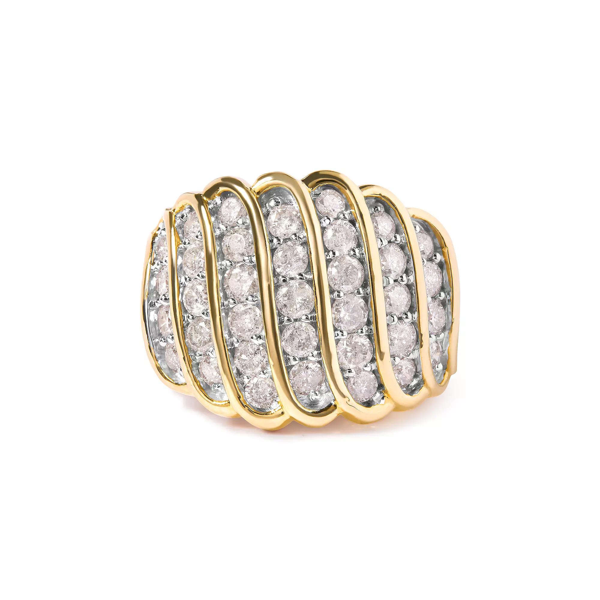 Haus of Brilliance 14k Gold Over Silver 2 Carat T.W. Diamond Multi Row Band Ring, Women's, Size: 6, Gold Tone Product Image