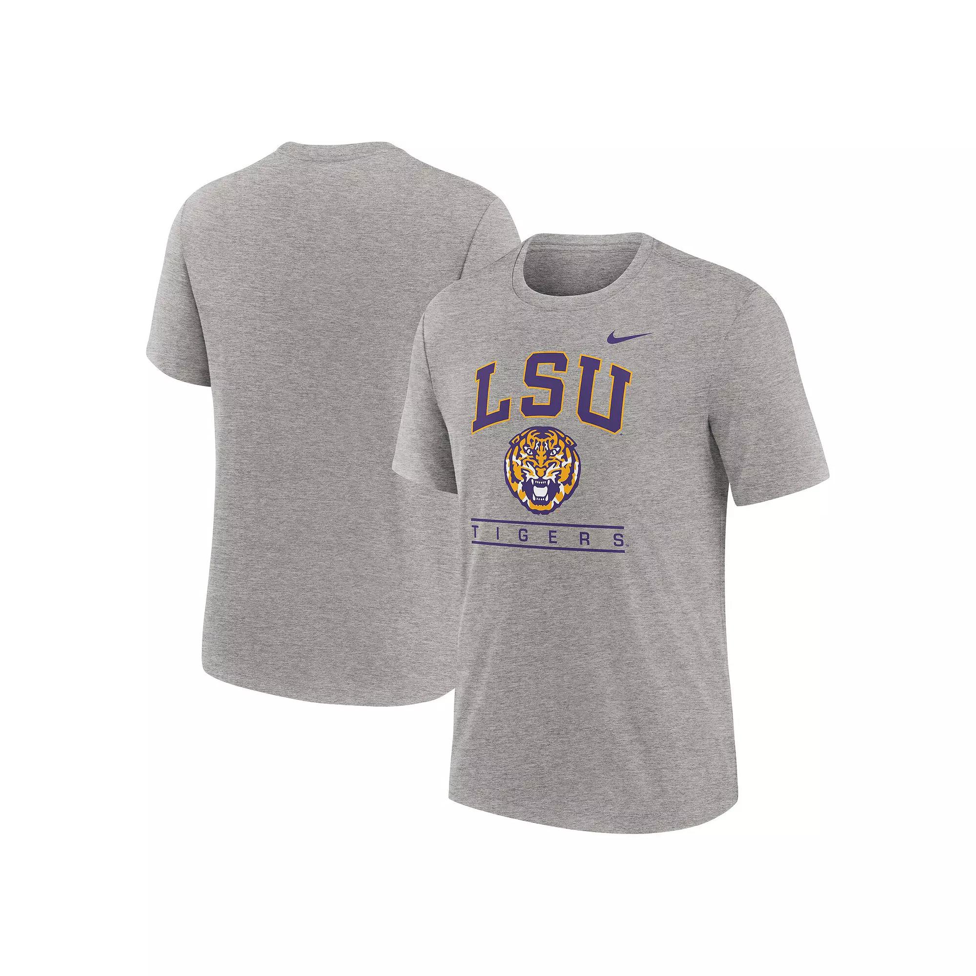 Men's Nike Heather Gray Georgia Bulldogs Arch Over Logo Tri-Blend T-Shirt,  Product Image