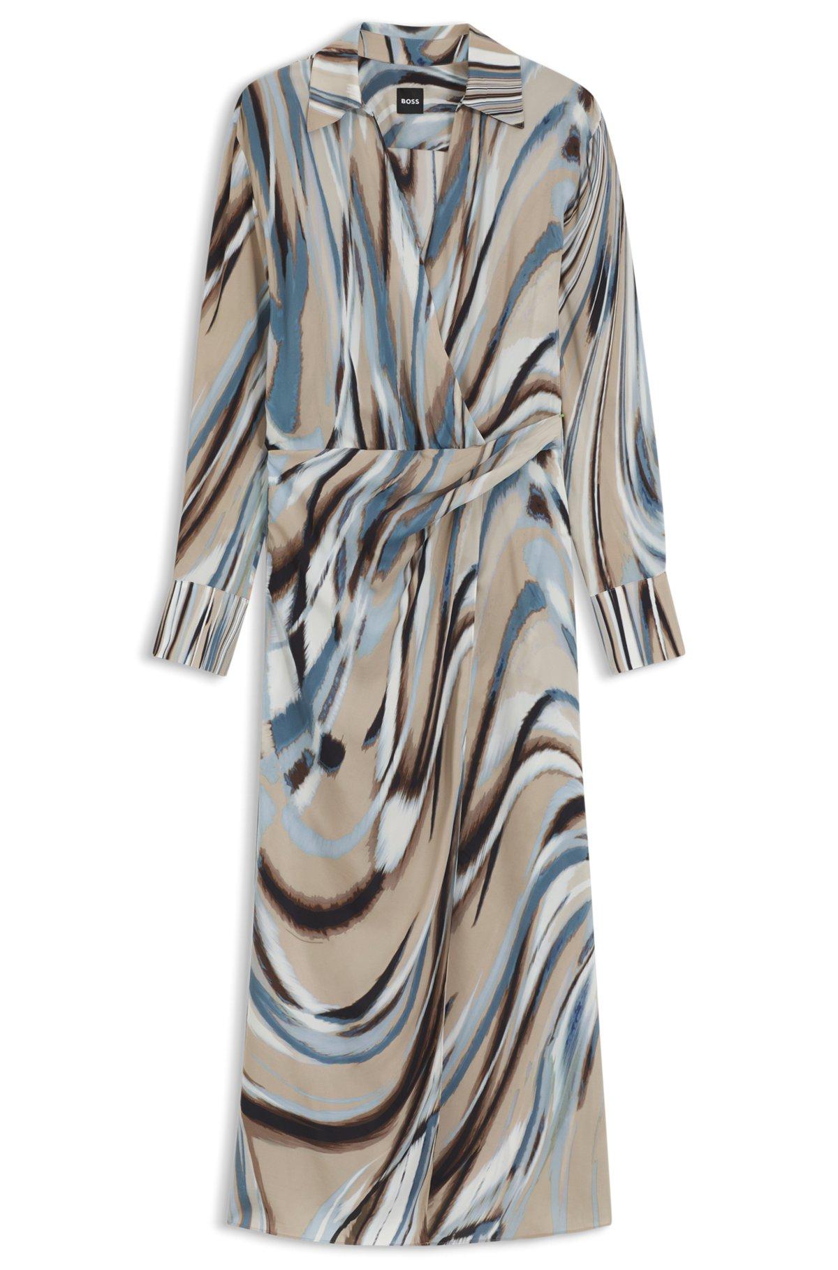 BOSS - Wrap-front dress with swirl print - Patterned Product Image