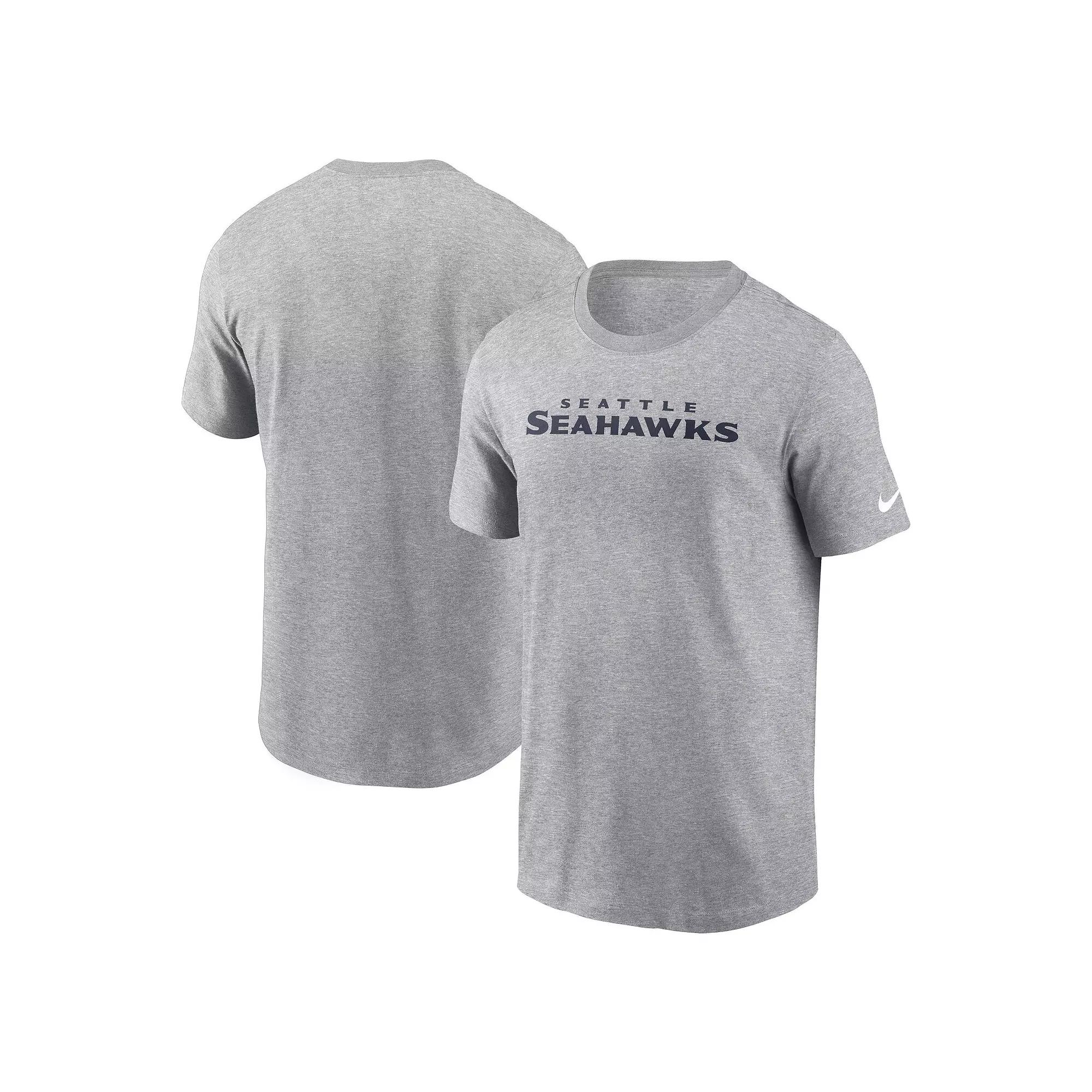 Men's Nike Heather Gray Seattle Seahawks Primetime Wordmark Essential T-Shirt,  Product Image