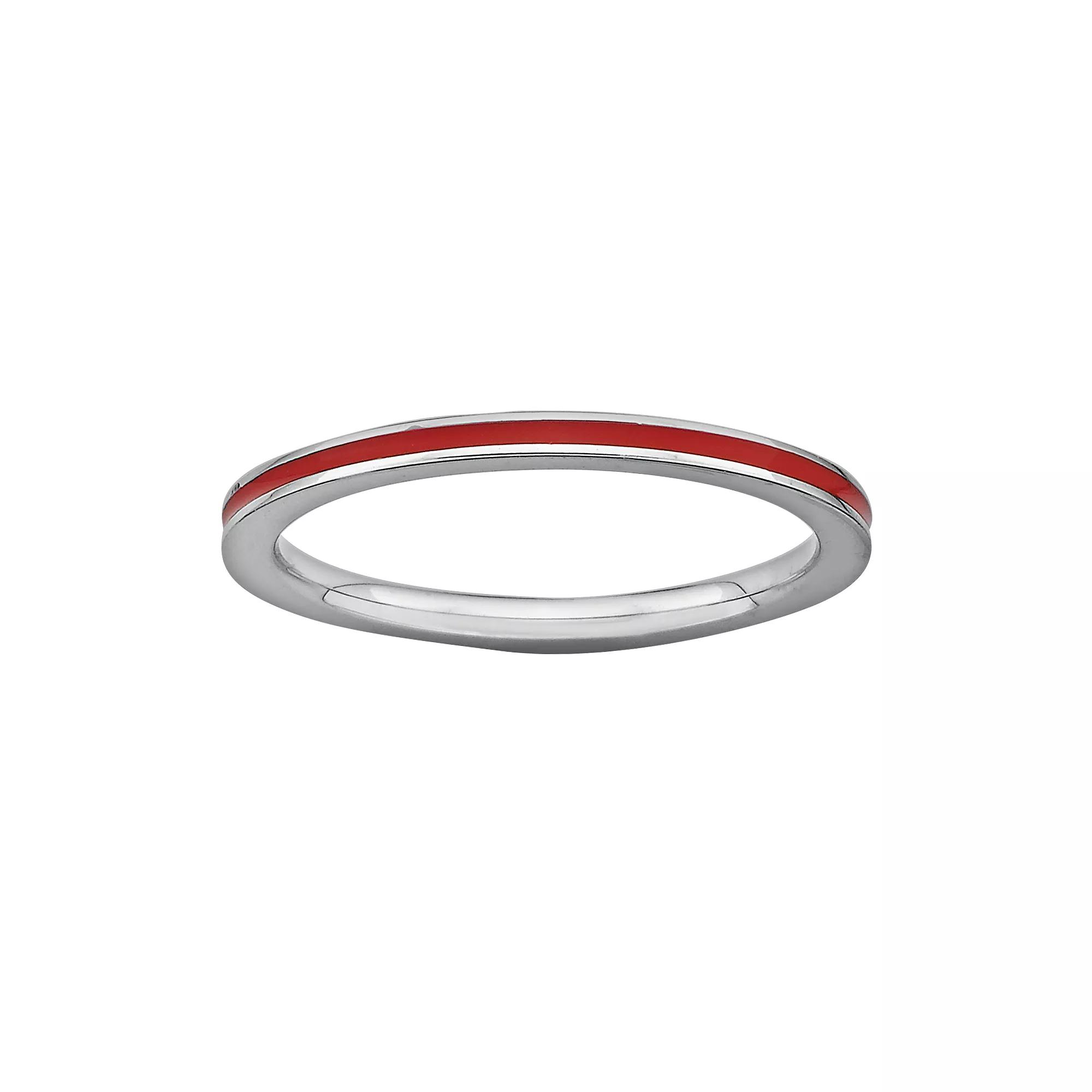 Stacks & Stones Sterling Silver Red Enamel Stack Ring, Women's, Size: 5 Product Image