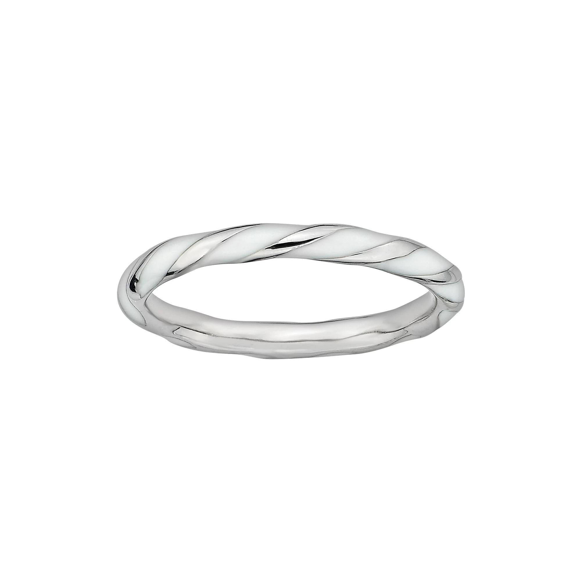 Stacks & Stones Sterling Silver White Enamel Twist Stack Ring, Women's,  Product Image
