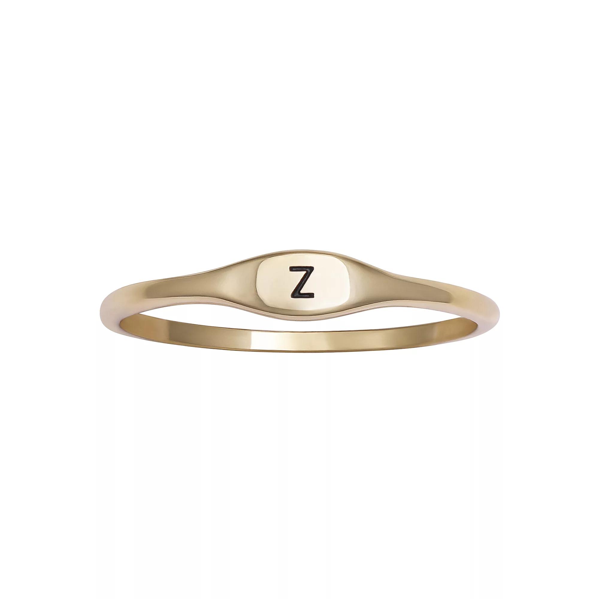 PRIMROSE Polished Oval Oxidized Initial Ring, Womens Gold Tone S Product Image