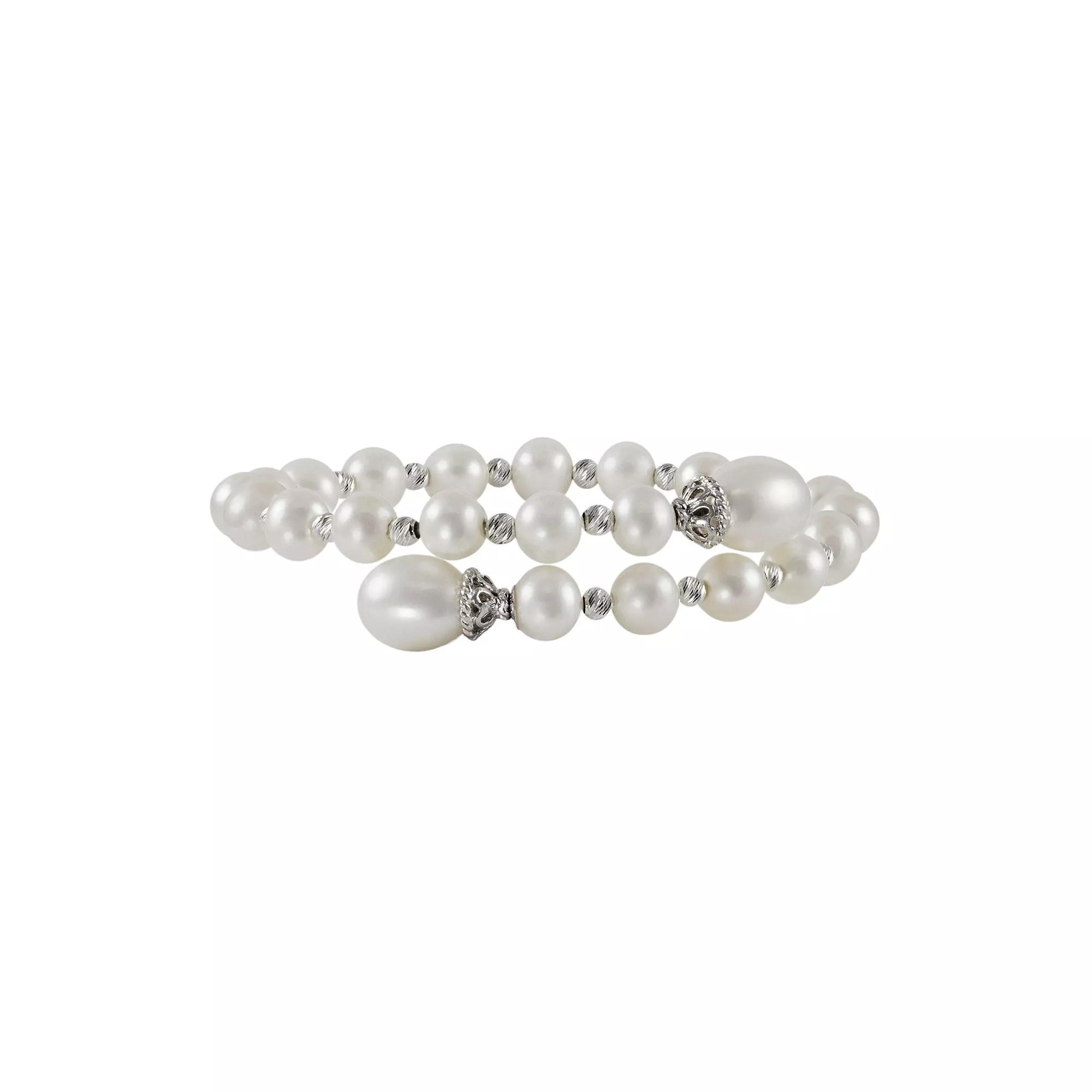 PearLustre by Imperial Sterling Silver Freshwater Cultured Pearl Bead Cuff Bracelet, Womens White Product Image