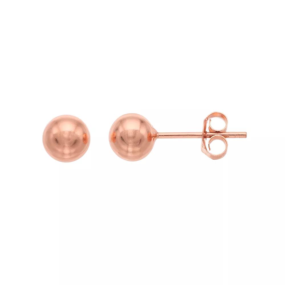 Sterling Silver Ball Stud Earrings, Women's, 14k Rose Gold Over Product Image