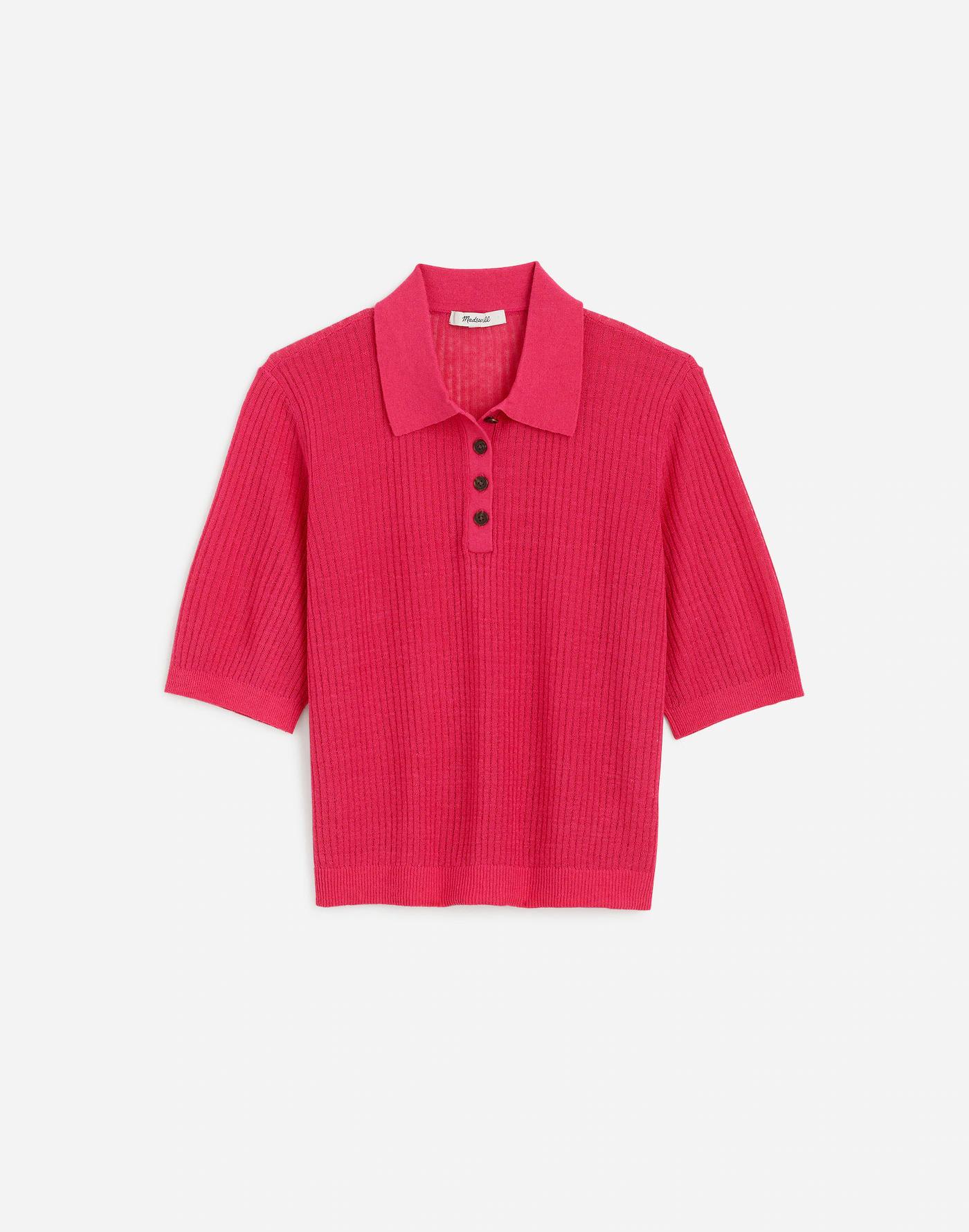Short-Sleeve Polo Sweater Tee Product Image