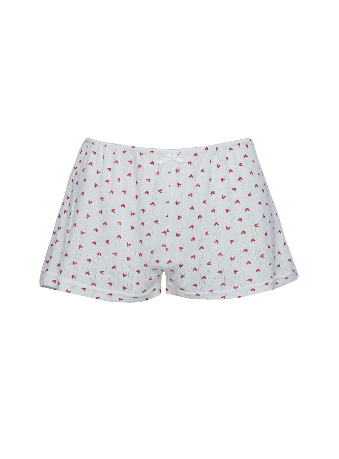Sleepytea Pointelle Sleep Short White / Red Product Image