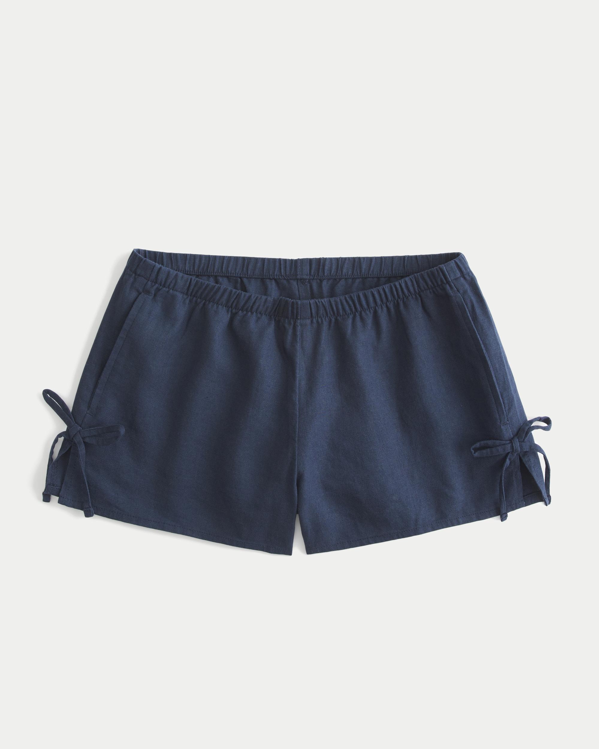 Linen-Blend Side Bow Soft Shorts Product Image