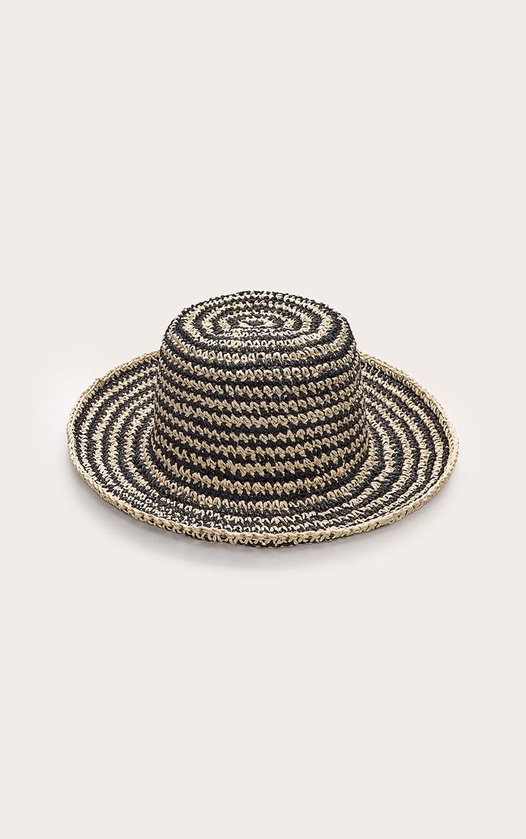 Natural and Black Contrast Raffia Fisherman Hat Product Image