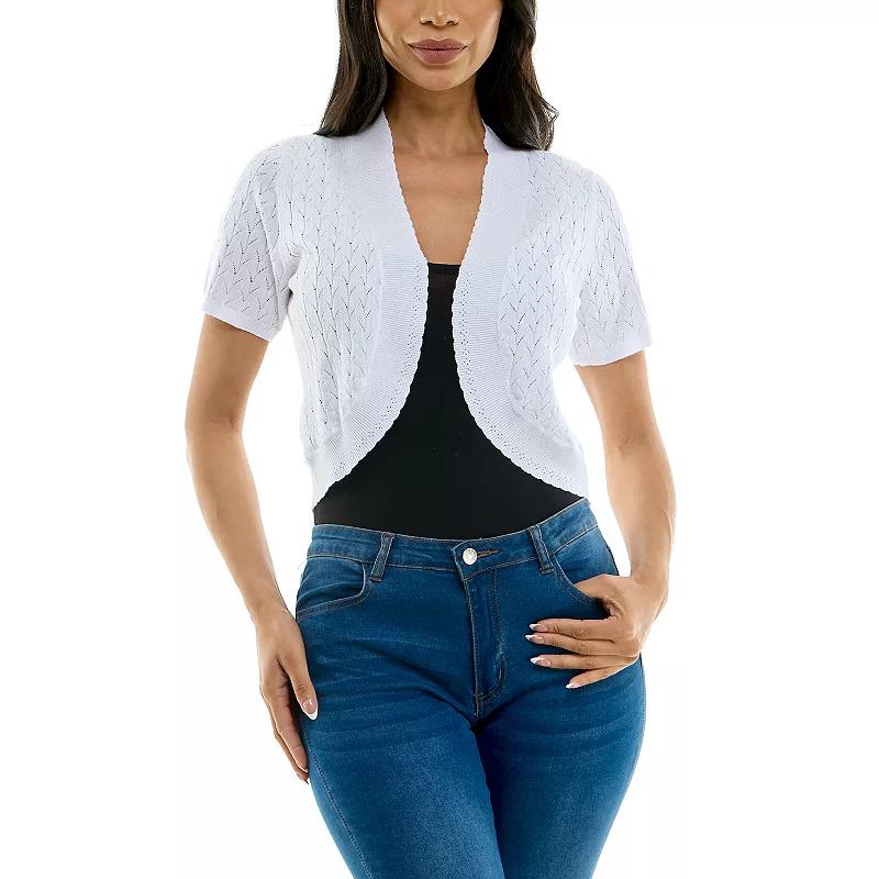 Women's Nina Leonard Scallop Bolero Cardigan, Size: Large, Black Product Image