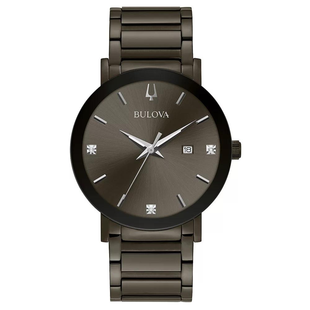 Bulova Men's Grey Stainless Steel Diamond Accent Bracelet Watch - 98D158,  Product Image