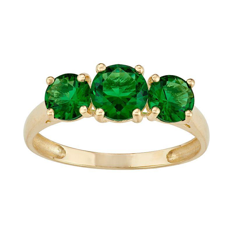 Designs by Gioelli 10k Gold 3-Stone Ring, Womens Peridot Product Image