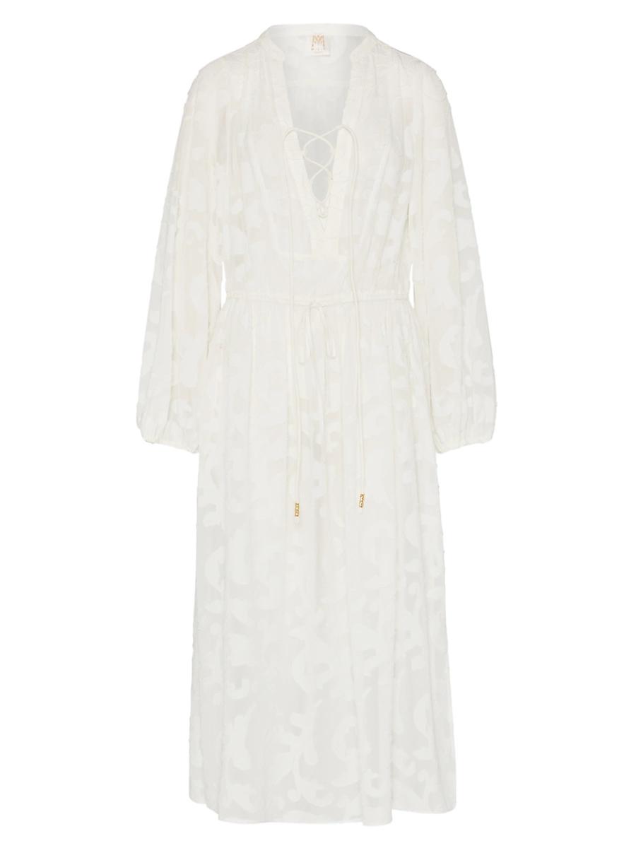 Womens Scroll Burnout Tie-Waist Maxi-Dress Product Image