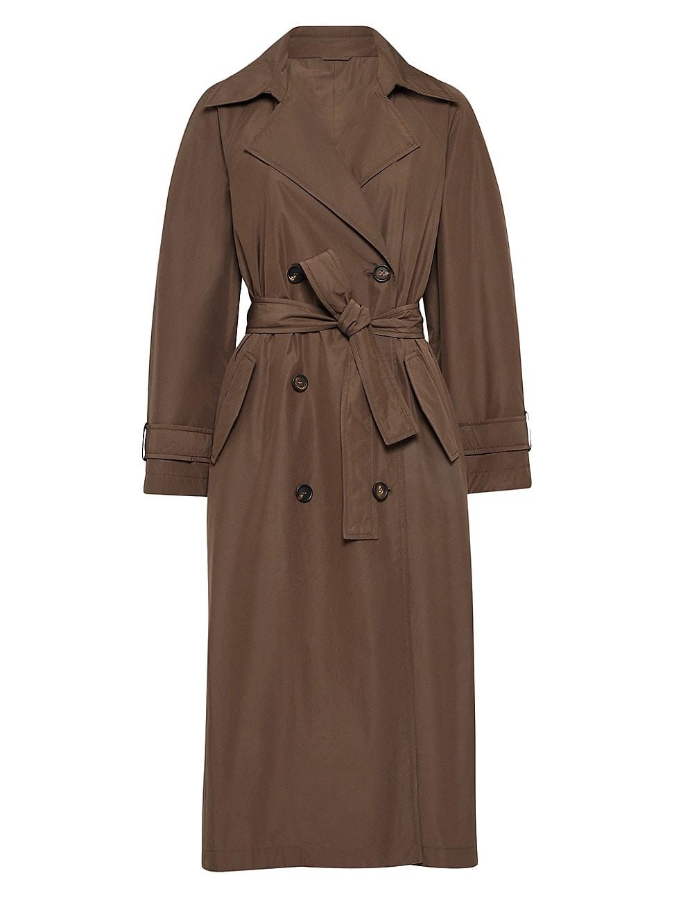 Womens Techno Cotton Water Resistant Taffeta Trench with Shiny Details Product Image