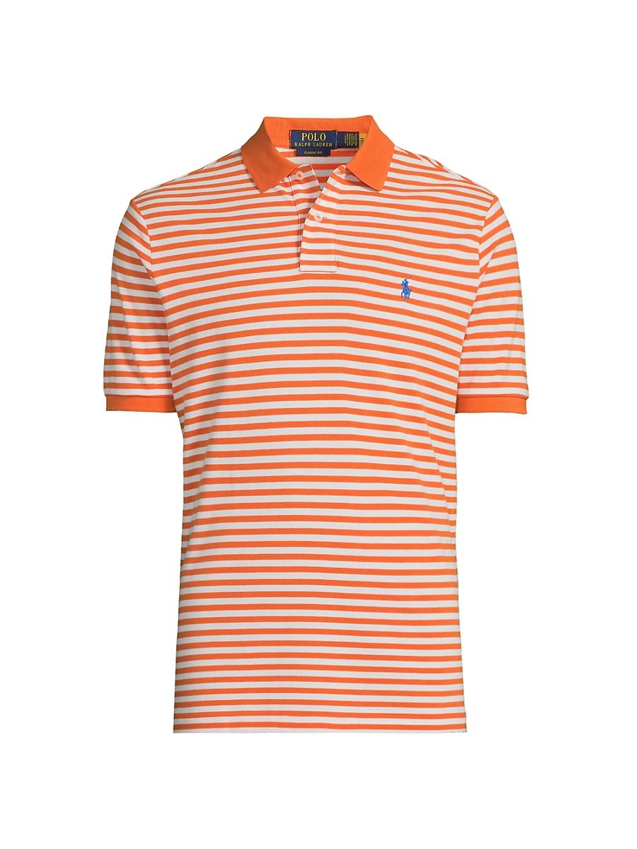 Mens Stripe Cotton Mesh Classic Fit Polo Shirt Product Image