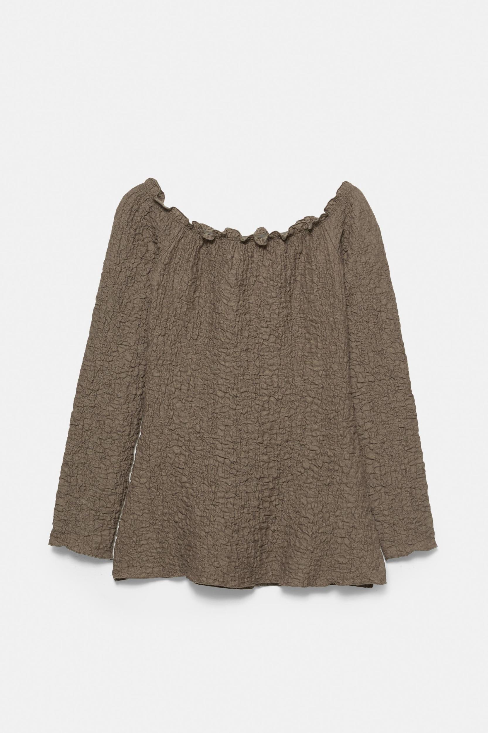 Creased-effect Bardot top Product Image