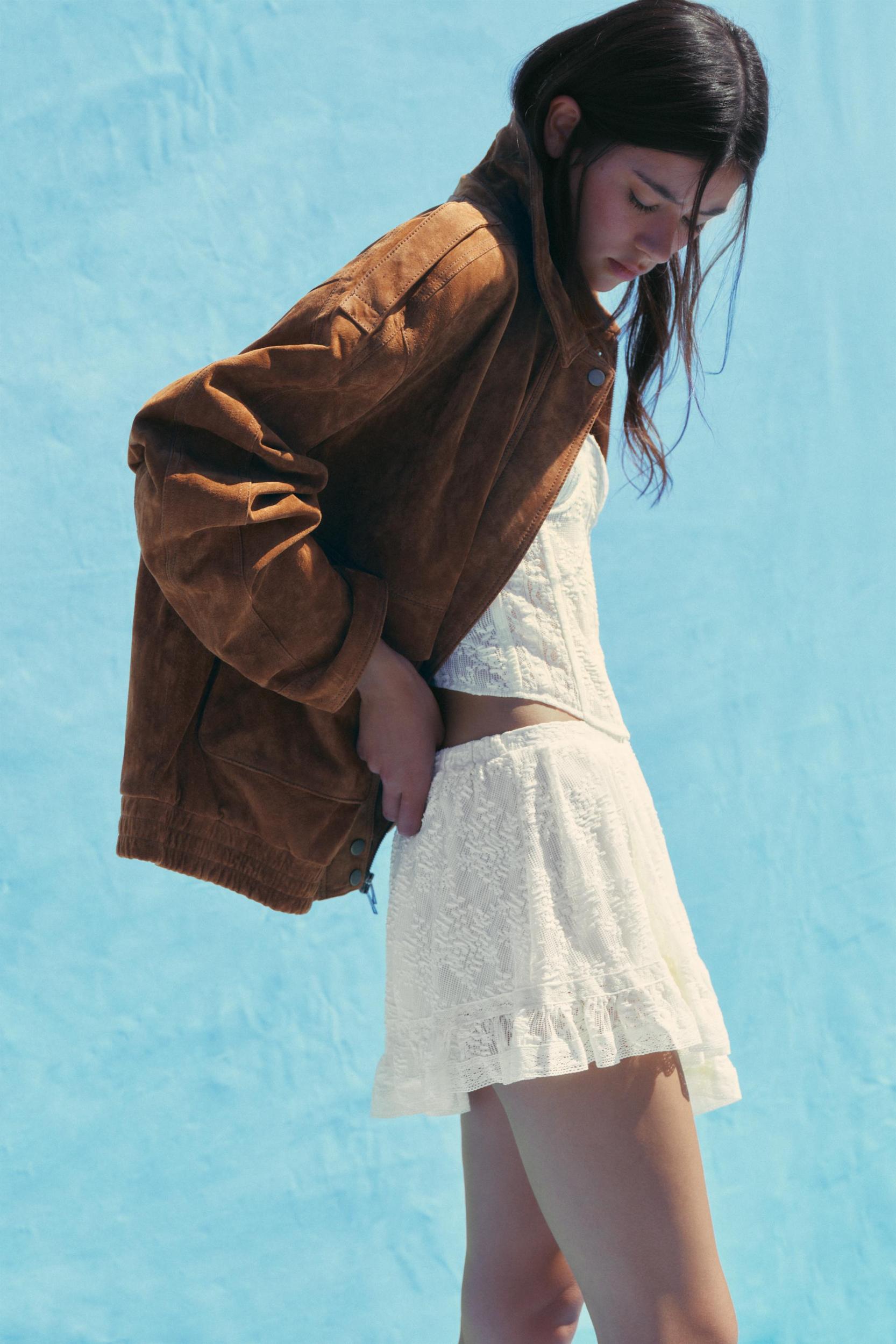 LACE RUFFLE MINI SKIRT Product Image