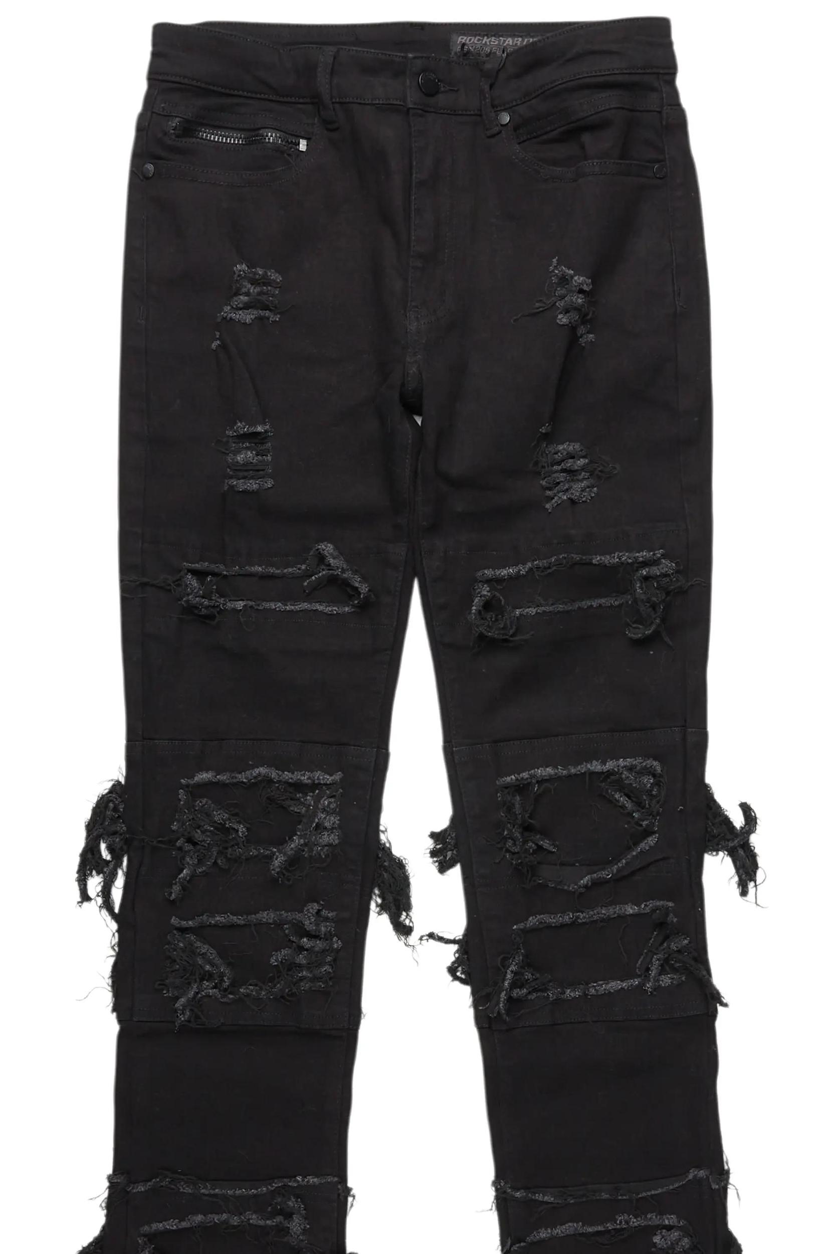 Vasco Jet Black Stacked Flare Jean Male Product Image