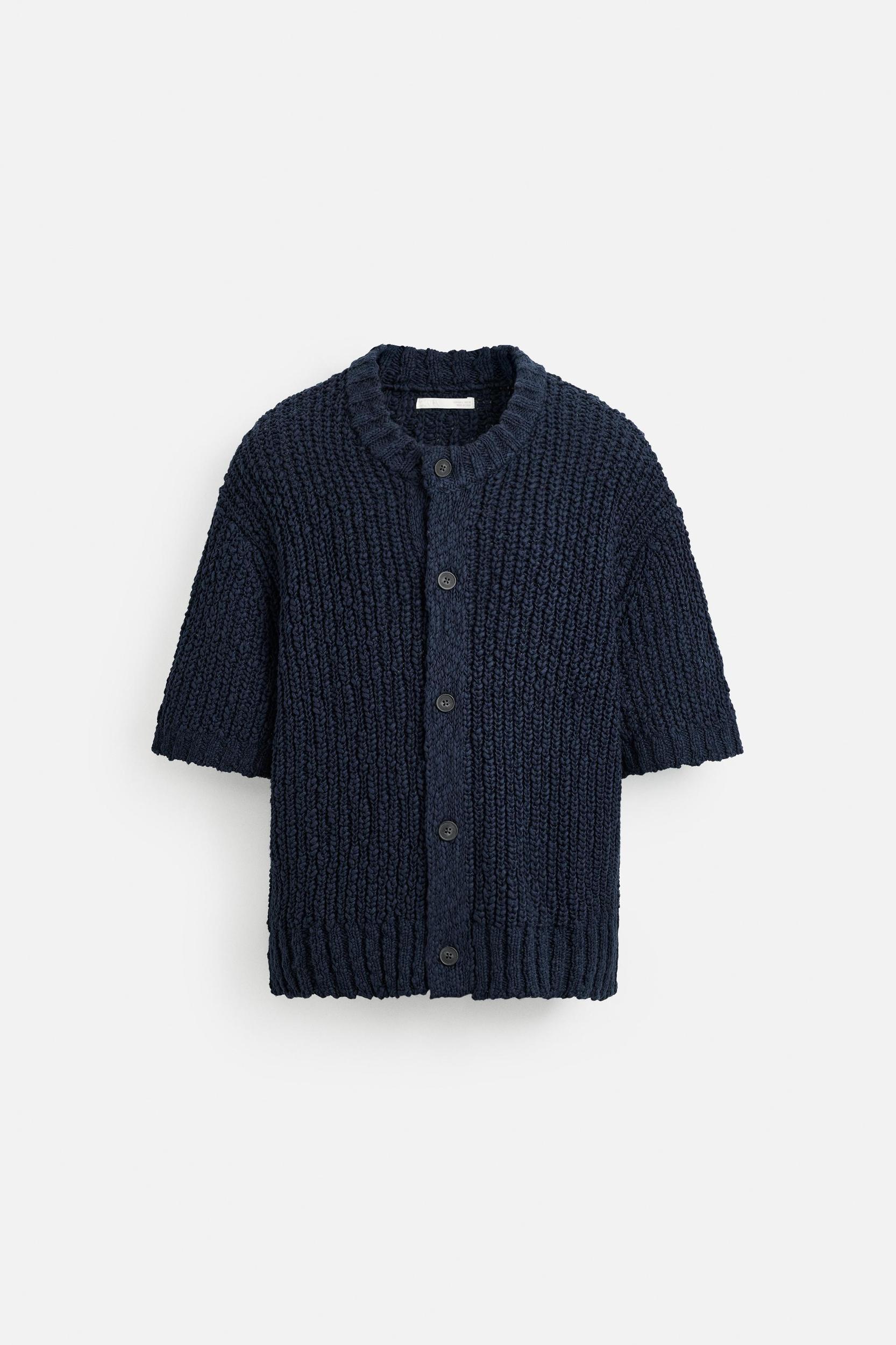 TEXTURED COTTON CARDIGAN Product Image