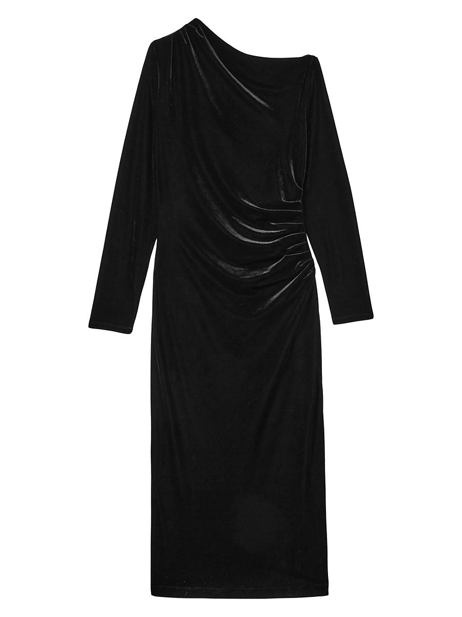 Womens Brooke Velvet Drape Midi-Dress Product Image