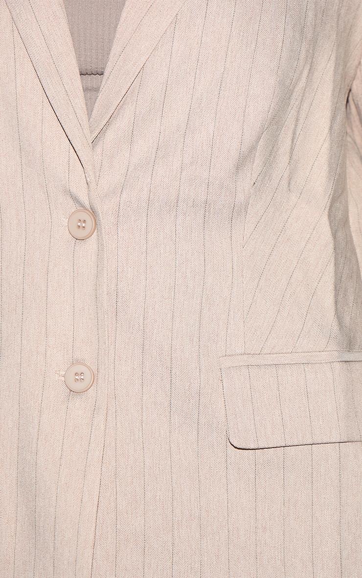 Plus Taupe Pinstripe Shirt Detail Blazer Product Image