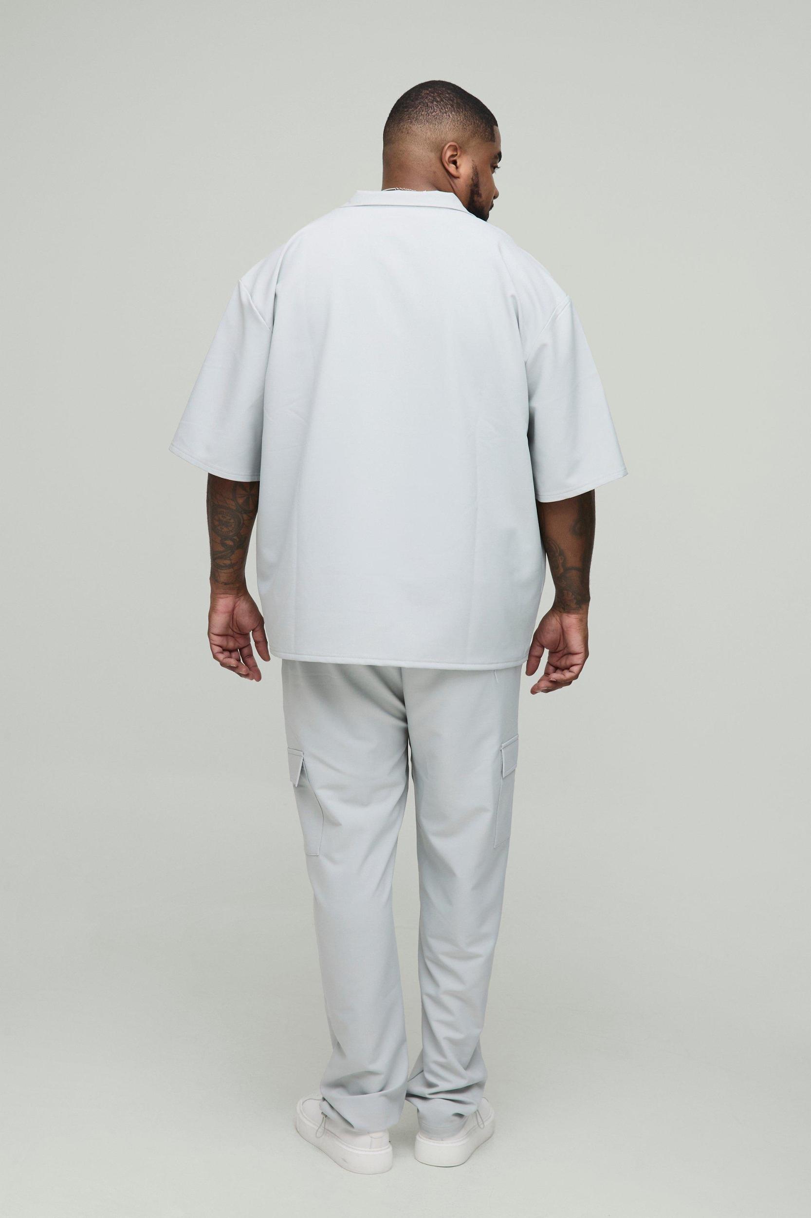 Plus Oversized Technical Stretch Revere Shirt | boohooMAN USA Product Image
