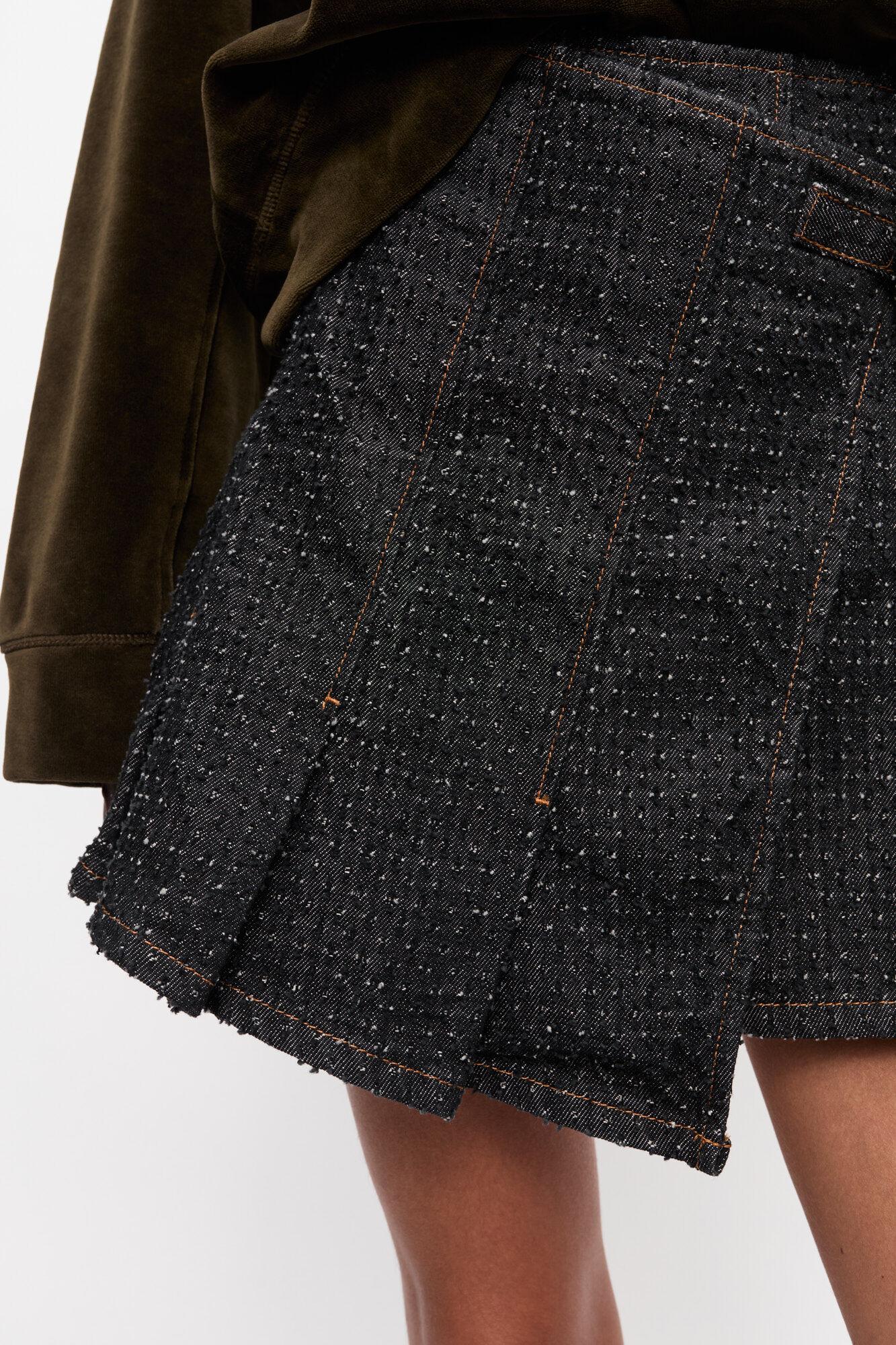 Black Textured Wrap Skirt Product Image