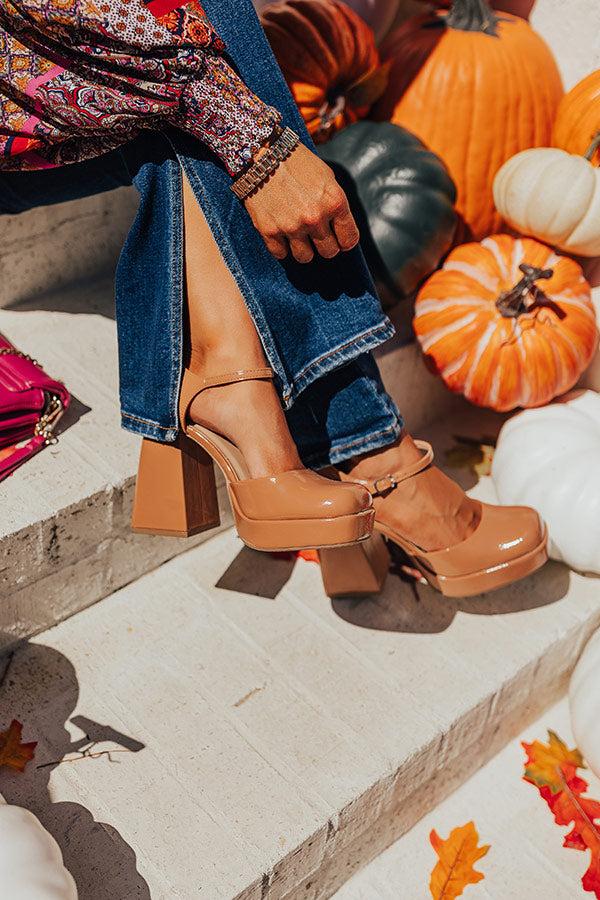 The Brielle Patent Platform Heel In Iced Latte Product Image