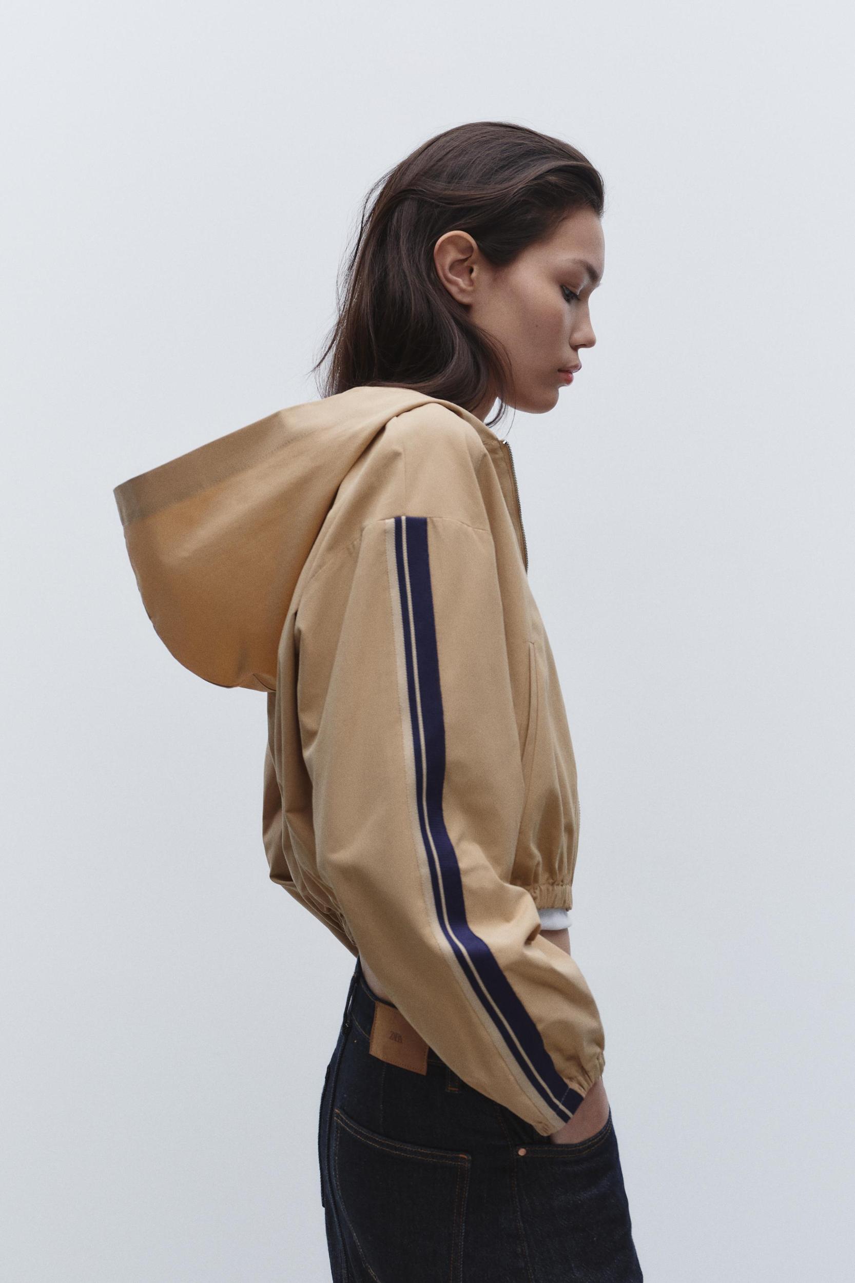 HOODED JACKET WITH SIDE STRIPES Product Image