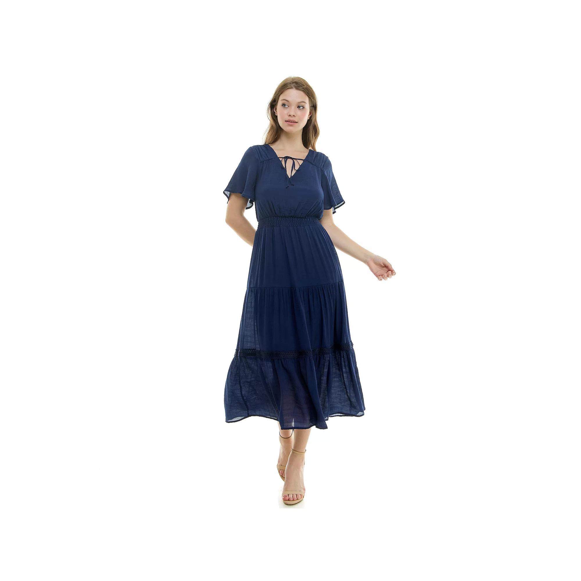 Women's Luxology Tie-Front Tiered Midi Gauze Dress,  Product Image