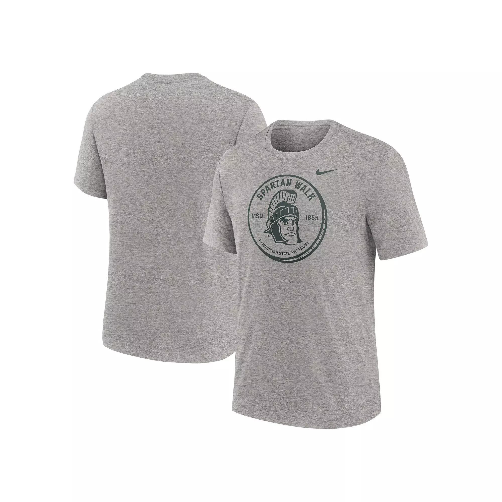 Men's Nike Heather Gray Michigan State Spartans Local Campus Time Honored Tradition Tri-Blend T-Shirt,  Product Image